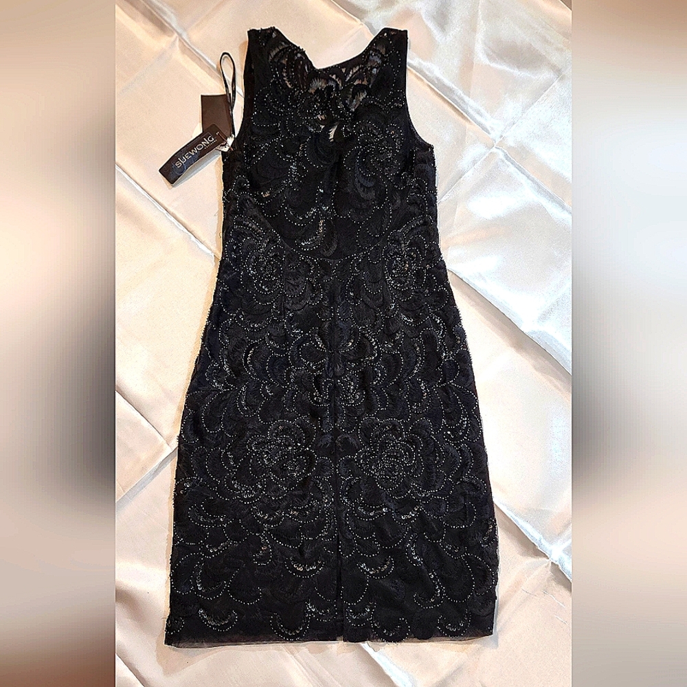 Sue Wong nocturne black beaded and sequins dress size 2